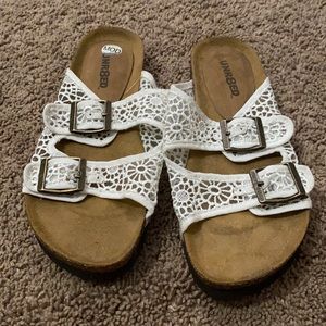 Unr8ed white sandals